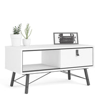 Thumbnail for Matt White 1 Drawer Coffee Table With Shelf