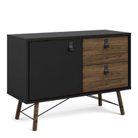 Thumbnail for Industrial Sideboard 1 Door 2 Drawers in Matt Black Walnut 100cm Wide