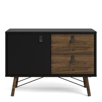 Thumbnail for Industrial Sideboard 1 Door 2 Drawers in Matt Black Walnut 100cm Wide