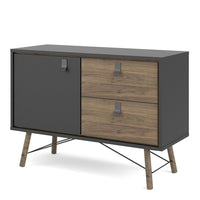 Thumbnail for Industrial Sideboard 1 Door 2 Drawers in Matt Black Walnut 100cm Wide