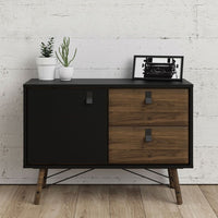 Thumbnail for Industrial Sideboard 1 Door 2 Drawers in Matt Black Walnut 100cm Wide