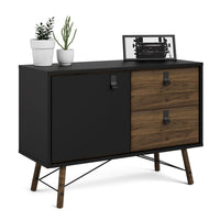 Thumbnail for Industrial Sideboard 1 Door 2 Drawers in Matt Black Walnut 100cm Wide