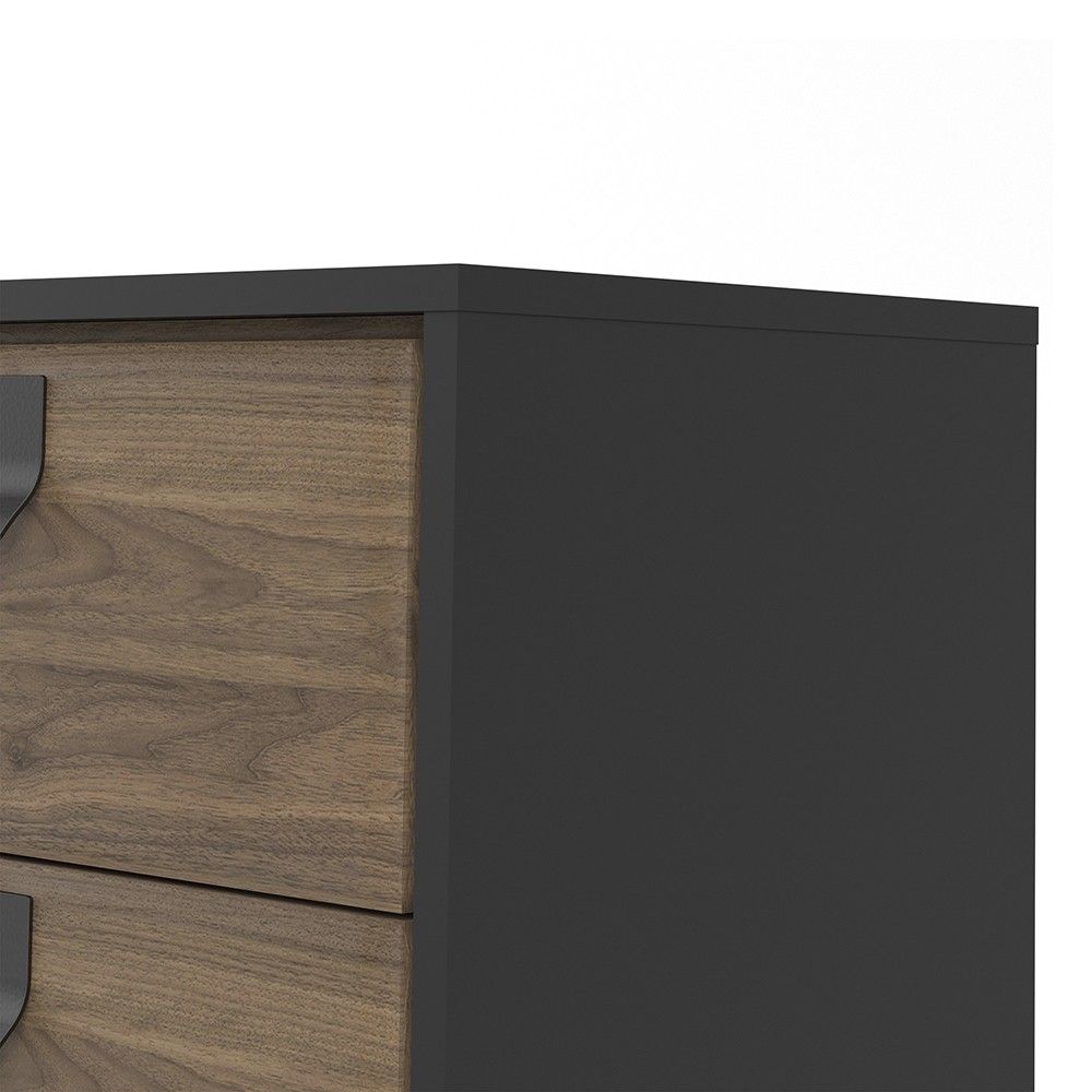 Industrial Sideboard 1 Door 2 Drawers in Matt Black Walnut 100cm Wide