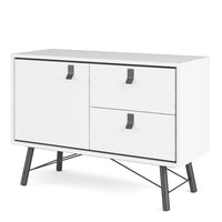 Thumbnail for Industrial Matt White 1 Door 2 Drawer Sideboard