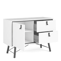 Thumbnail for Industrial Matt White 1 Door 2 Drawer Sideboard