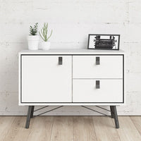 Thumbnail for Industrial Matt White 1 Door 2 Drawer Sideboard