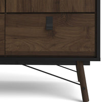 Thumbnail for Matt Black Walnut 3 Door Triple Wardrobe 3 Drawers with Shelves 150cm Wide