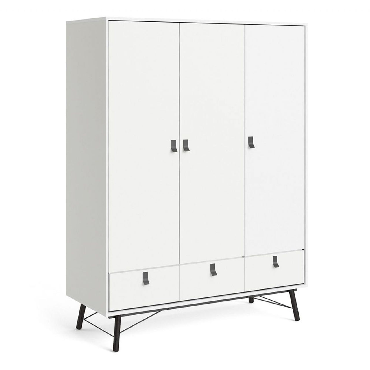 Ry Wardrobe 3 doors + 3 drawers in Matt White