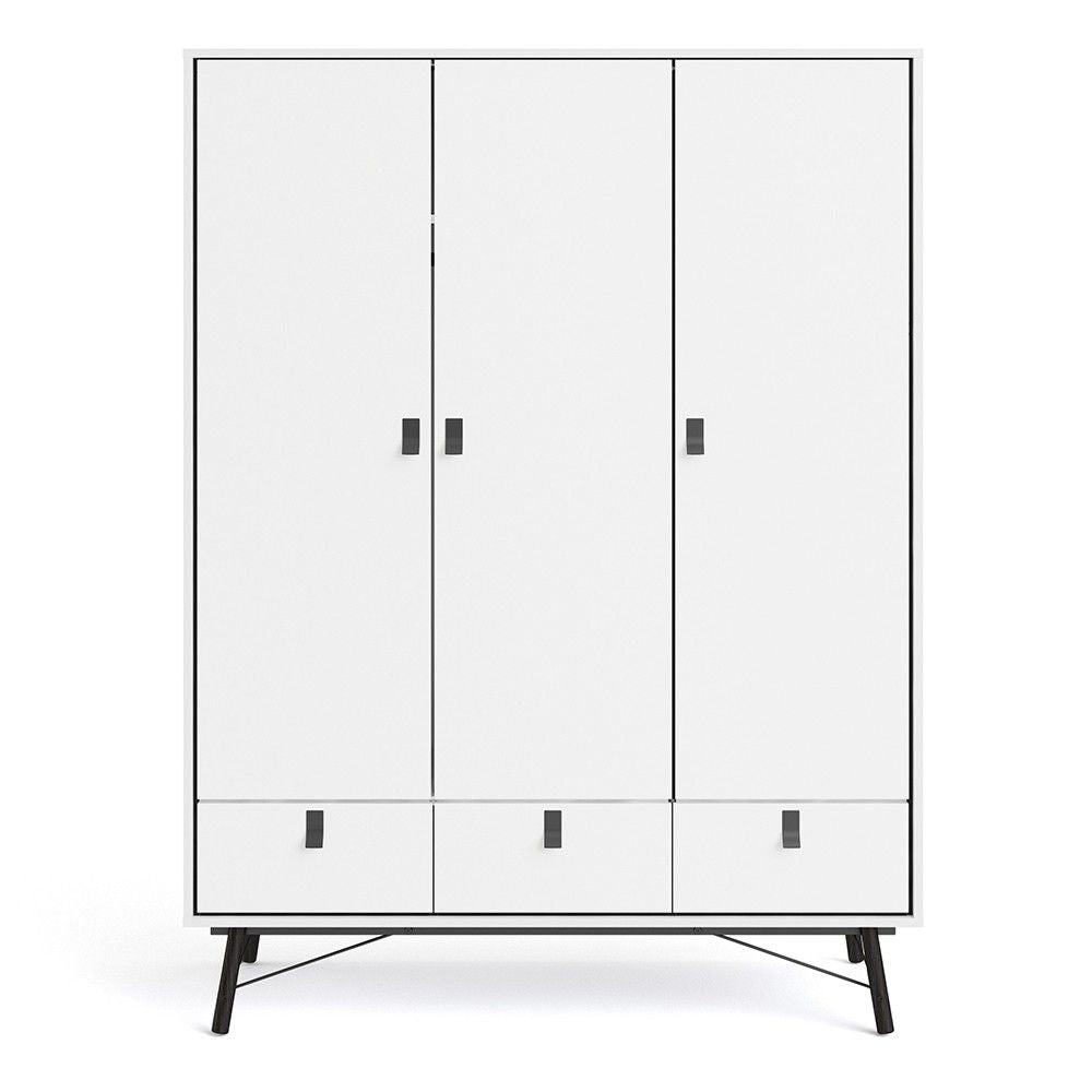 Ry Wardrobe 3 doors + 3 drawers in Matt White