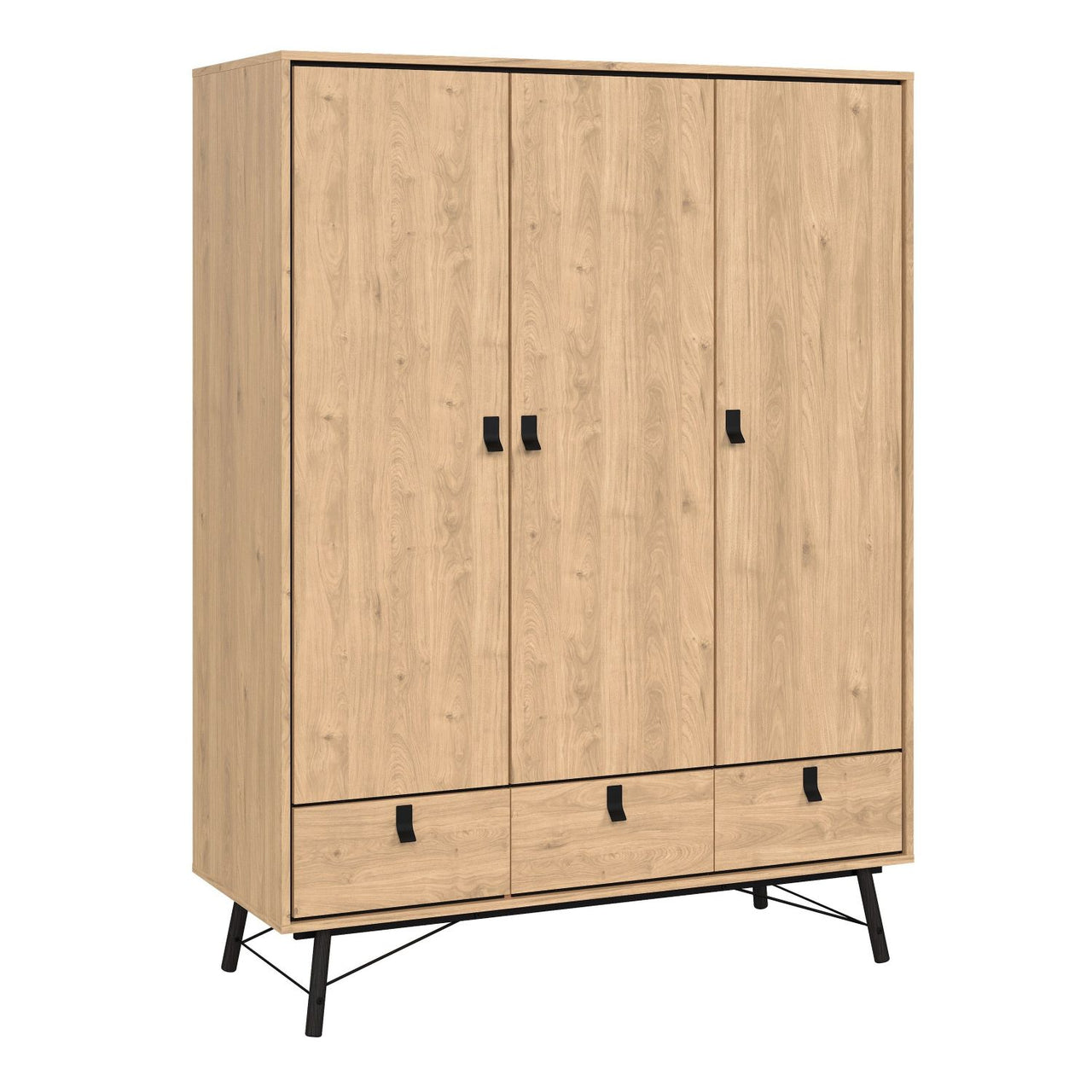 Ry Wardrobe 3 Doors + 3 Drawers in Jackson Hickory Oak