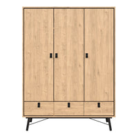 Thumbnail for Ry Wardrobe 3 Doors + 3 Drawers in Jackson Hickory Oak