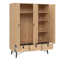 Thumbnail for Ry Wardrobe 3 Doors + 3 Drawers in Jackson Hickory Oak