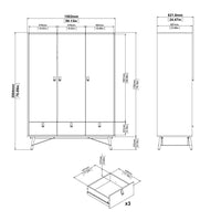 Thumbnail for Ry Wardrobe 3 Doors + 3 Drawers in Jackson Hickory Oak