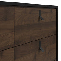 Thumbnail for Matt Black Walnut 6 Drawer Double Chest With Unique Black Handles