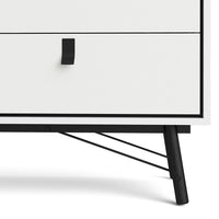 Thumbnail for Wide Matt White 6 Drawer Double Chest With Black Handles