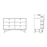 Thumbnail for Wide Matt White 6 Drawer Double Chest With Black Handles