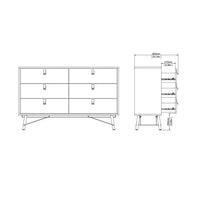 Thumbnail for Ry Wide Double Chest of Drawers 6 Drawers in Jackson Hickory Oak