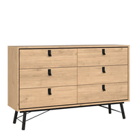 Thumbnail for Ry Wide Double Chest of Drawers 6 Drawers in Jackson Hickory Oak