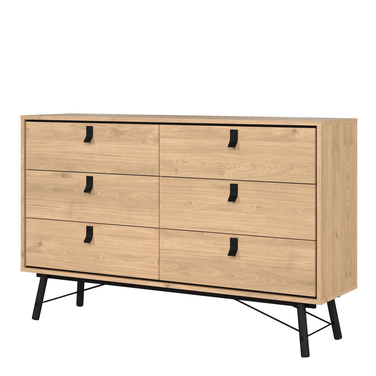 Ry Wide Double Chest of Drawers 6 Drawers in Jackson Hickory Oak