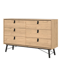 Thumbnail for Ry Wide Double Chest of Drawers 6 Drawers in Jackson Hickory Oak