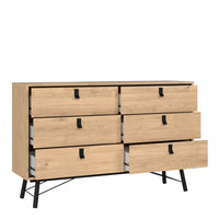 Thumbnail for Ry Wide Double Chest of Drawers 6 Drawers in Jackson Hickory Oak