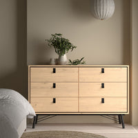 Thumbnail for Ry Wide Double Chest of Drawers 6 Drawers in Jackson Hickory Oak