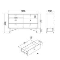 Thumbnail for Ry Wide Double Chest of Drawers 6 Drawers in Jackson Hickory Oak