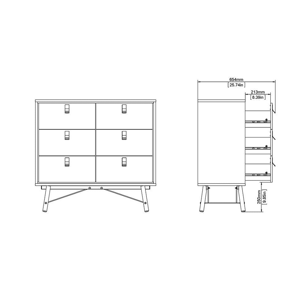 Ry Double chest of drawers 6 drawers in Matt White