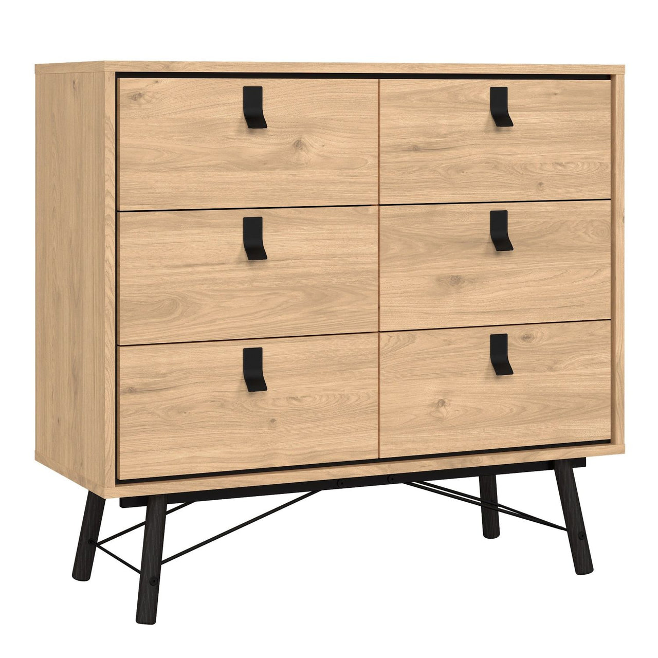 Ry Small Double Chest of Drawers 6 Drawers in Jackson Hickory Oak