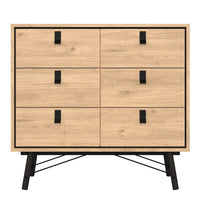 Thumbnail for Ry Small Double Chest of Drawers 6 Drawers in Jackson Hickory Oak