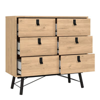 Thumbnail for Ry Small Double Chest of Drawers 6 Drawers in Jackson Hickory Oak