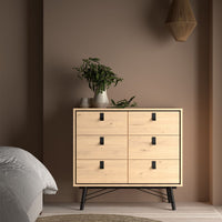 Thumbnail for Ry Small Double Chest of Drawers 6 Drawers in Jackson Hickory Oak