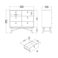 Thumbnail for Ry Small Double Chest of Drawers 6 Drawers in Jackson Hickory Oak