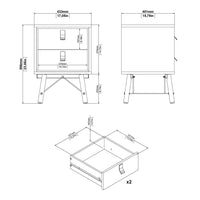 Thumbnail for Ry Bedside cabinet 2 drawer Jackson Hickory Oak