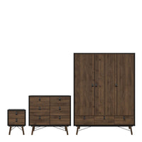 Thumbnail for Ry Package Wardrobe 3 doors + 3 drawers + Double chest of drawers 6 drawers + Bedside cabinet 2 drawer in Matt Black Walnut