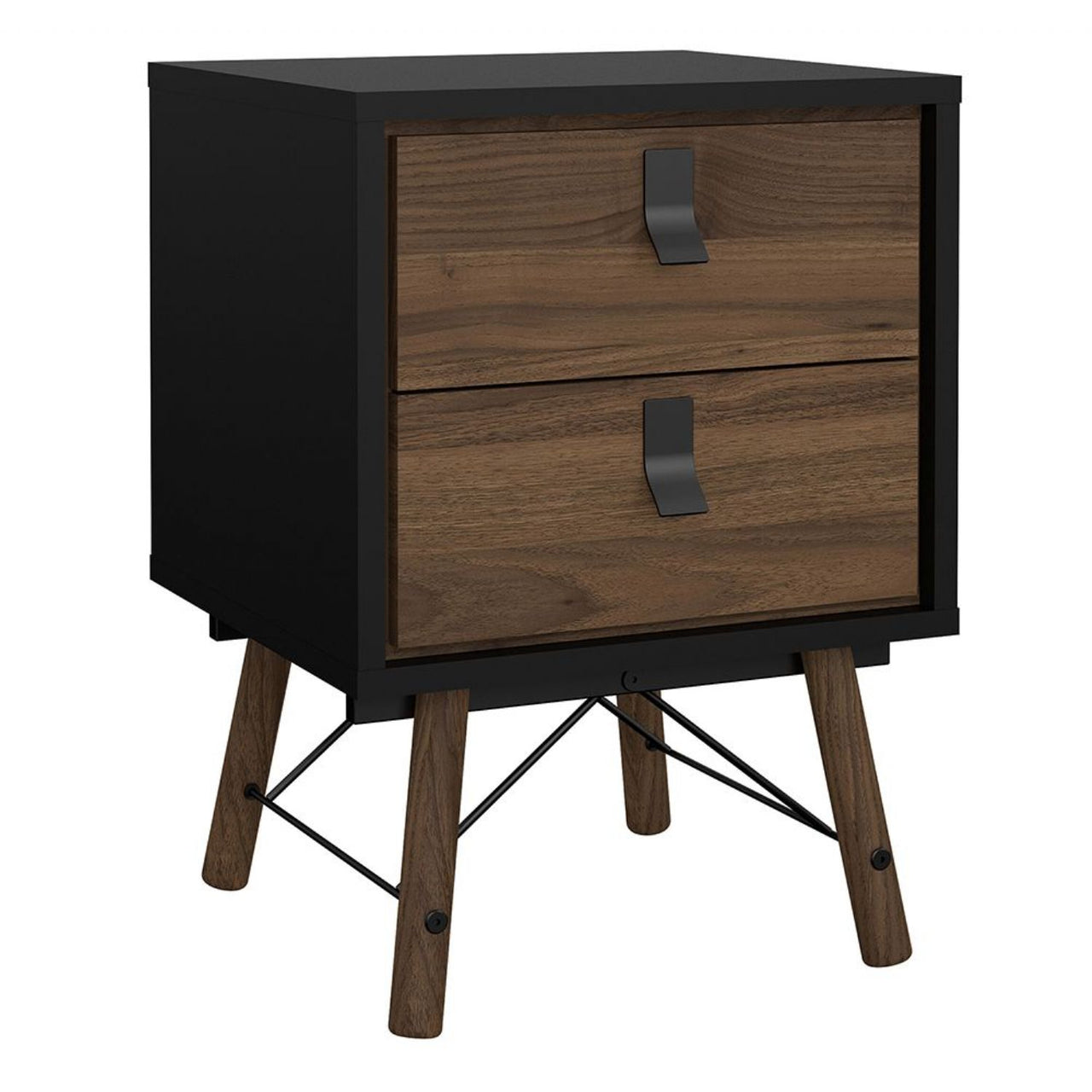 Ry Package Wardrobe 3 doors + 3 drawers + Double chest of drawers 6 drawers + Bedside cabinet 2 drawer in Matt Black Walnut