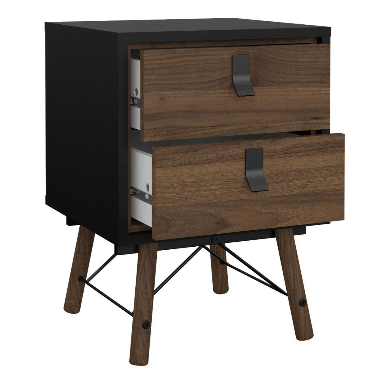 Ry Package Wardrobe 3 doors + 3 drawers + Double chest of drawers 6 drawers + Bedside cabinet 2 drawer in Matt Black Walnut