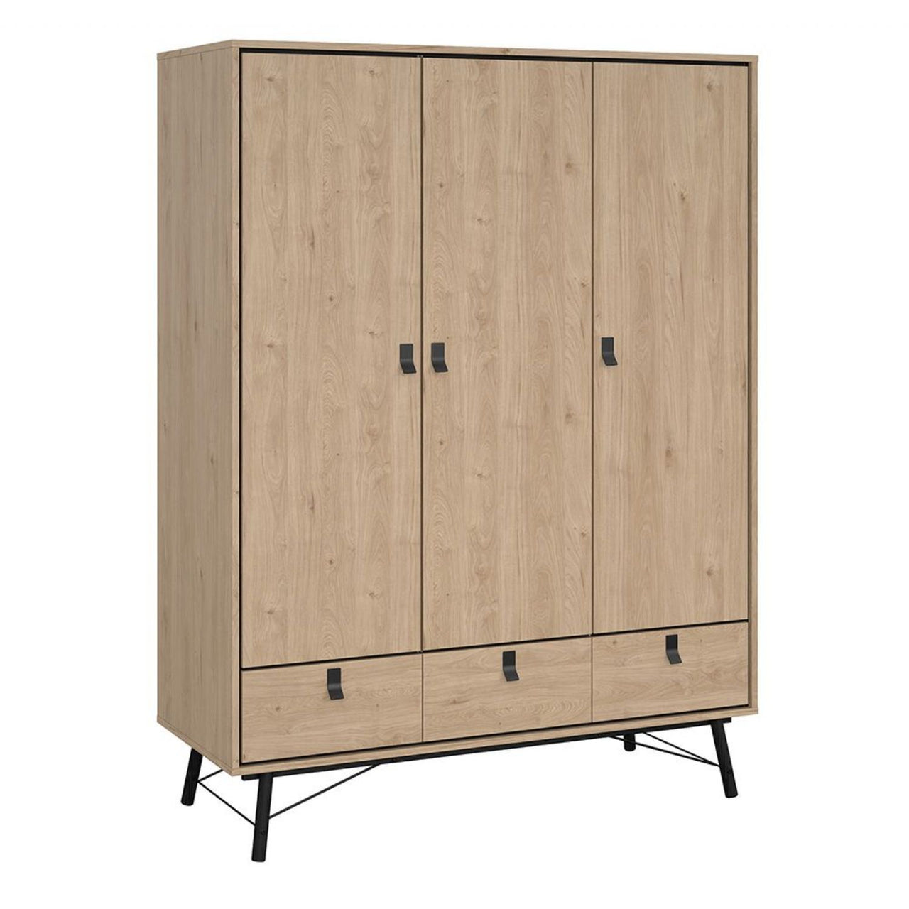 Ry Package Wardrobe 3 doors + 3 drawers + Double chest of drawers 6 drawers + Bedside cabinet 2 drawer in Matt White