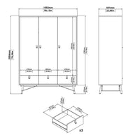 Thumbnail for Ry Package Wardrobe 3 doors + 3 drawers + Double chest of drawers 6 drawers + Bedside cabinet 2 drawer in Matt White