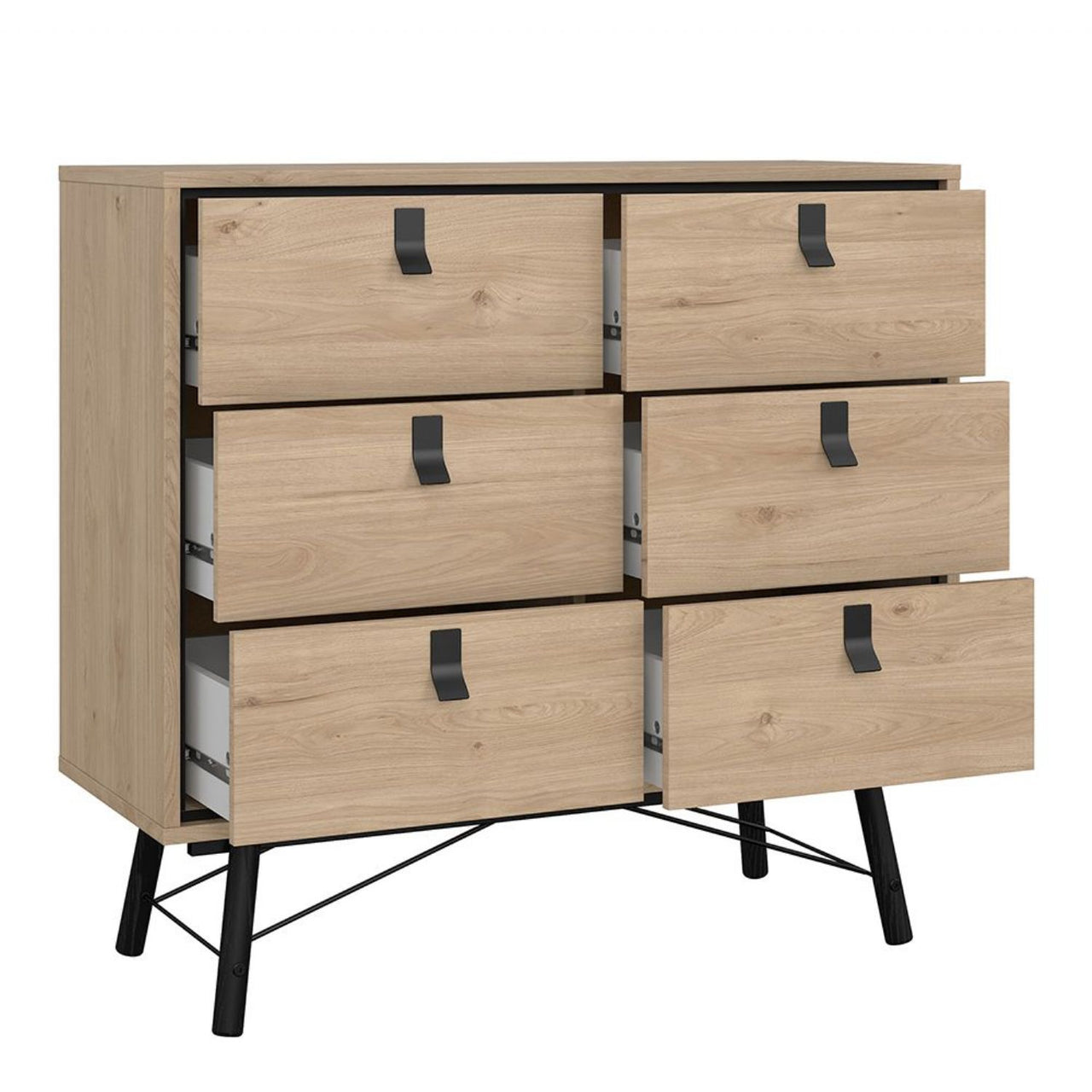 Ry Package Wardrobe 3 doors + 3 drawers + Double chest of drawers 6 drawers + Bedside cabinet 2 drawer in Matt White