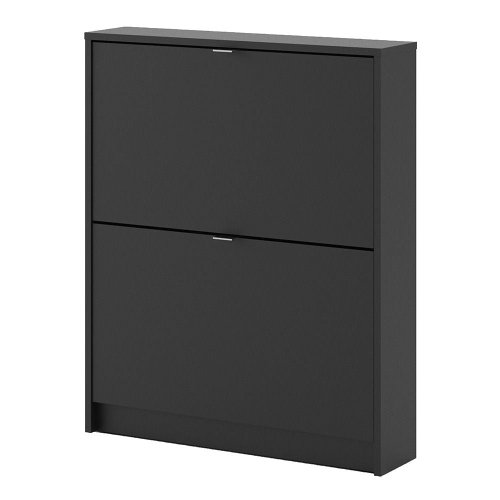 Shoes Matt Black Shoe Cabinet with 2 tilting doors