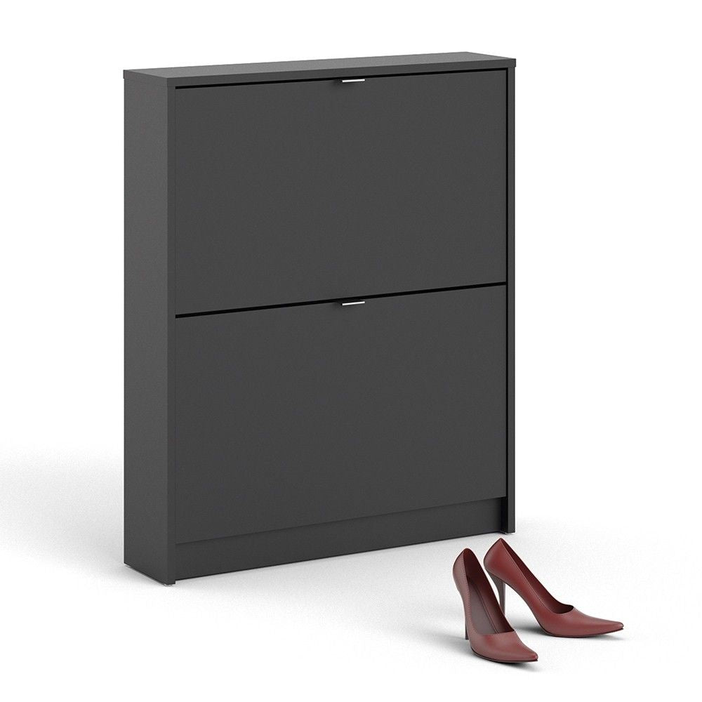 Shoes Matt Black Shoe Cabinet with 2 tilting doors