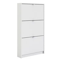 Thumbnail for White Hall Wall Shoe Cabinet 3 Tilting Drop Down Doors 1 Layer