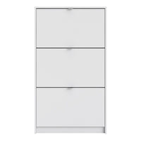 Thumbnail for White Hall Wall Shoe Cabinet 3 Tilting Drop Down Doors 1 Layer