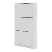 Thumbnail for White Hall Wall Shoe Cabinet 3 Tilting Drop Down Doors 1 Layer