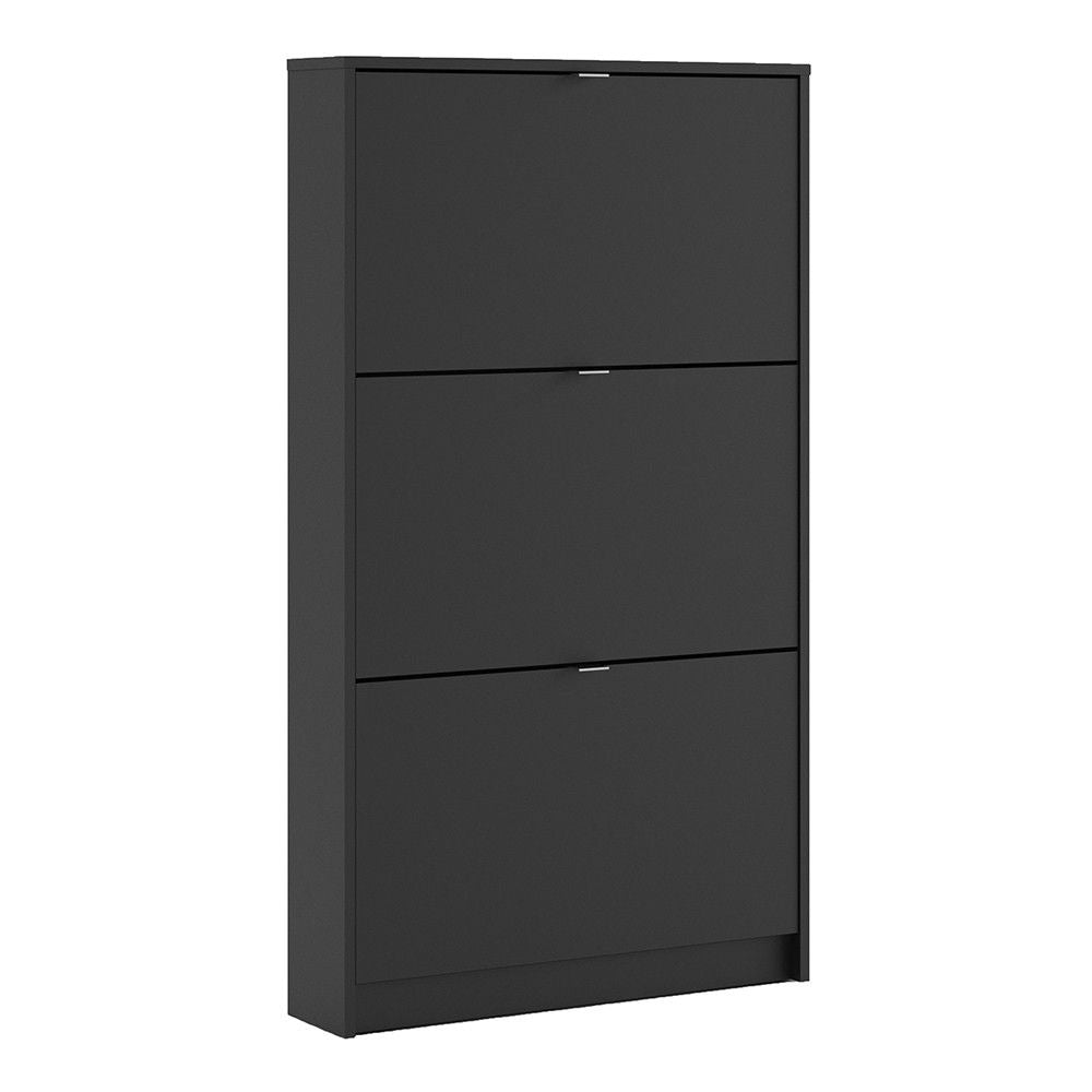 Matt Black Hall Wall Shoes Cabinet 3 Tilting Drop Down Doors 1 Layer