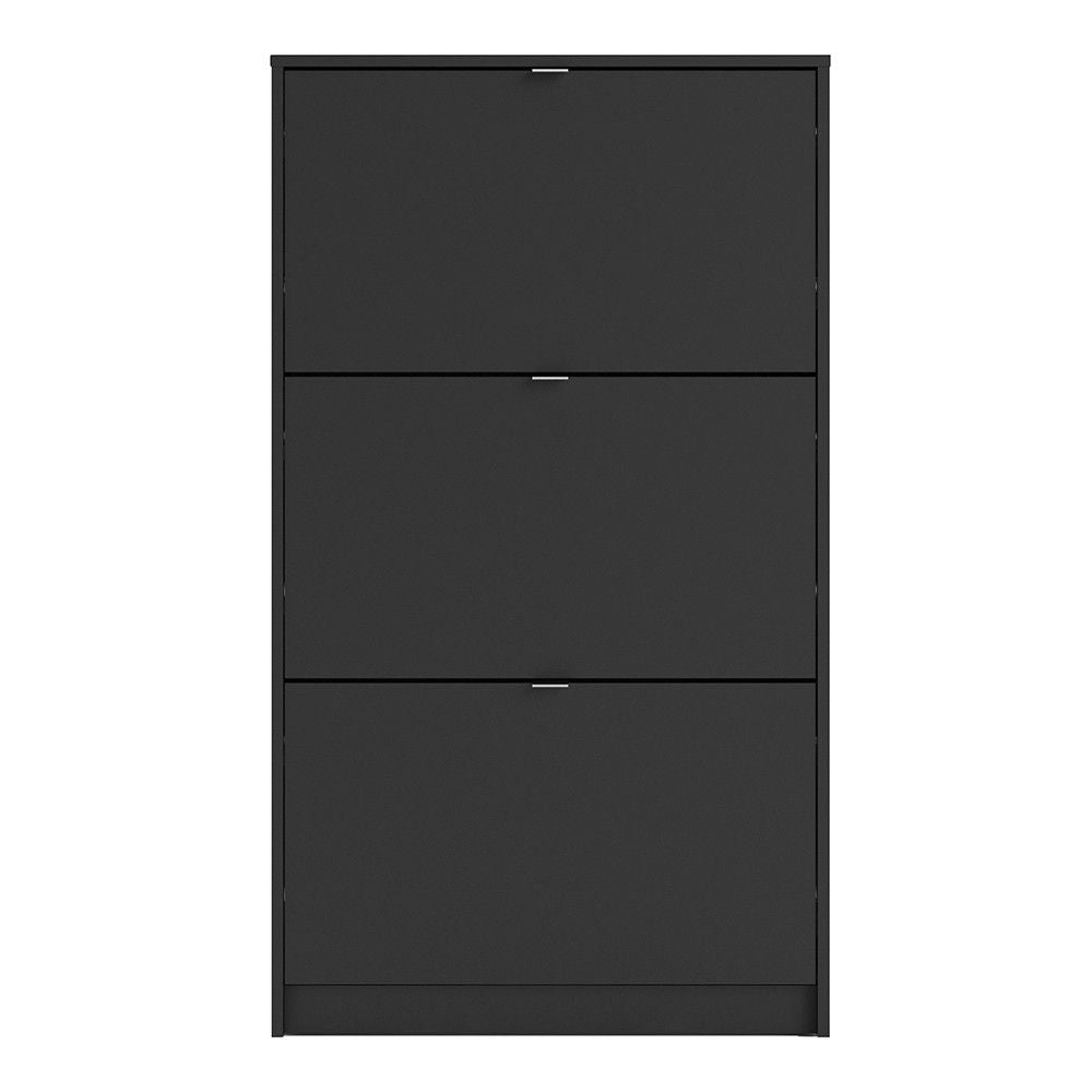 Matt Black Hall Wall Shoes Cabinet 3 Tilting Drop Down Doors 1 Layer