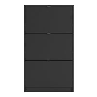 Thumbnail for Matt Black Hall Wall Shoes Cabinet 3 Tilting Drop Down Doors 1 Layer