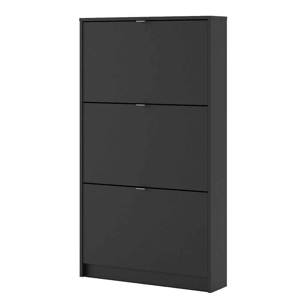 Matt Black Hall Wall Shoes Cabinet 3 Tilting Drop Down Doors 1 Layer