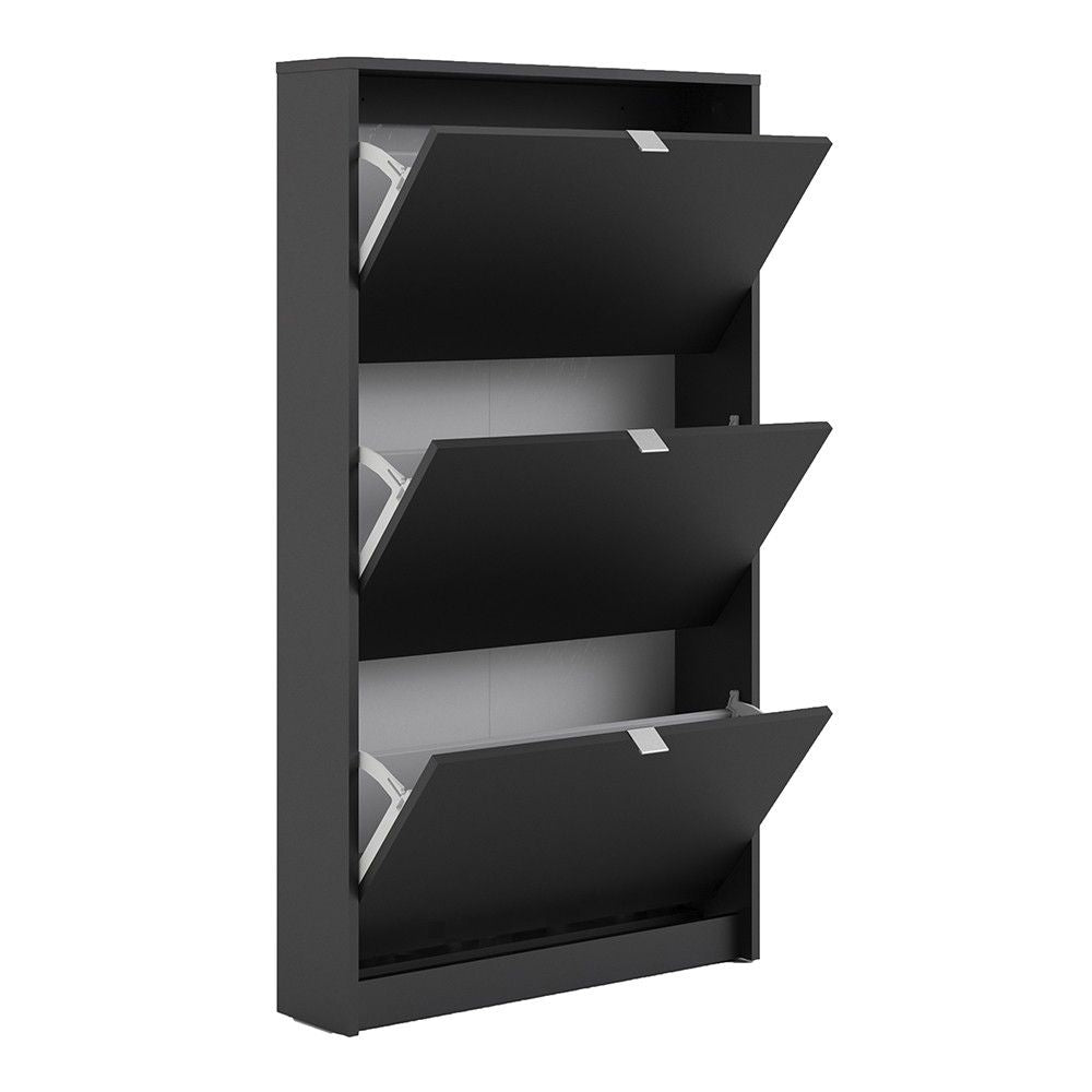 Matt Black Hall Wall Shoes Cabinet 3 Tilting Drop Down Doors 1 Layer